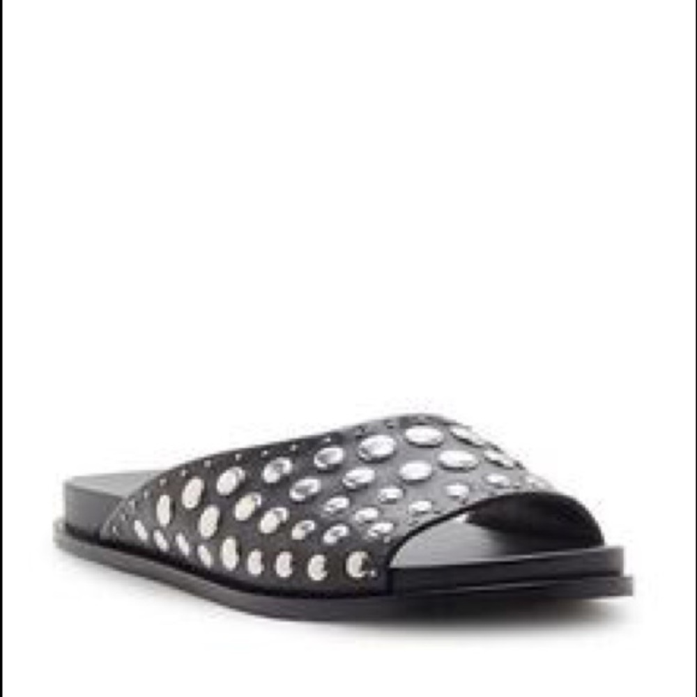 1. State Onora 2 Studded Leather Asymmetrical Slide Sandals